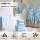 12 Pcs Blue White Diamond Towel Set-4 Bath Towels,4 Hand Towels,4 Washcloths Soft Polyester Towels with Loop Absorbent Shower Towel Quick Dry Beach Chair Towel Family Towels for Bathroom Spa Gym Pool