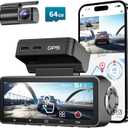 Dash Cam Front Rear, IMX415 Sensor 4K 30fps/2K 60fps+1080p, Touch Screen Dash Camera for Car, Voice Control, Built-in GPS WiFi, HDR Night Vision, 64GB Card, 160° Wide Angle, 24H Parking Monitoring