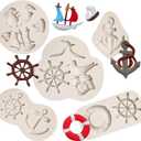 Anchor and Rudder Fondant Moulds (5 Pcs), Seagull Sailing Boat Hook Cake Decoration Silicone Mold, Used for Cupcake Decoration, Sugar Craft Glue, Chocolate, DIY Polymer Clay Molds for Children