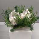 DILATATA 12-inch White Christmas Table Centerpiece with 5" Glitter Magnolia Flower and White Berries Fir Greenery Artificial Floral Centerpiece