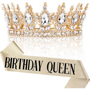 2 x Nackiy Birthday Tiara Crown for Women– Crystal Queen Bridal Headband