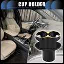 Cup Holder, 2.36" Car Center Console Armrest Add-On Cup Holder Plastic Carbon Fiber Pattern Black Gold Tone, 1 Pc