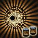 Decorative Solar Mandala Lights, Solar Mandala Lights Outdoor, Mandala Theme Waterproof Fence Light for Garden Post Patio Backyard Yard Decor (2PCS, Warm White