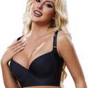 Super Push Up Bra Smoothing Back Fat Bra with Support Comfortable Seamless T Shirt Bra (34B-46DD) (44DD, Black)