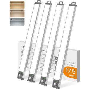 GOODEA 17.5Inch Under Cabinet Lighting, 4500mAh Rechargeable Battery Motion Sensor Light Indoor, Wireless Under Cabinet Lights for Kitchen, Closet(4 Pack,17.5inch)
