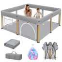 TOREVSIOR Baby Playpen, 50 x 50 inches, Portable Play Yard with Carry Bag Foldable Design, Gray