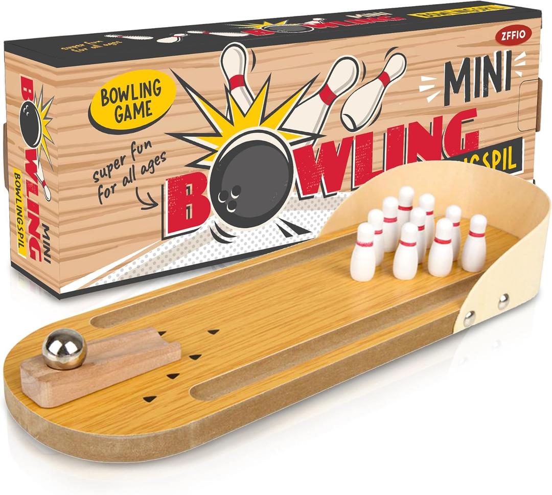 ZFFIO Mini Bowling White Elephant Gifts for Adults Useful Stocking Stuffers for Teens Adults for Men Women Who Have Everything Teens Boys Table Top Set Wooden Desktop Tiny Bowling Fun Gag