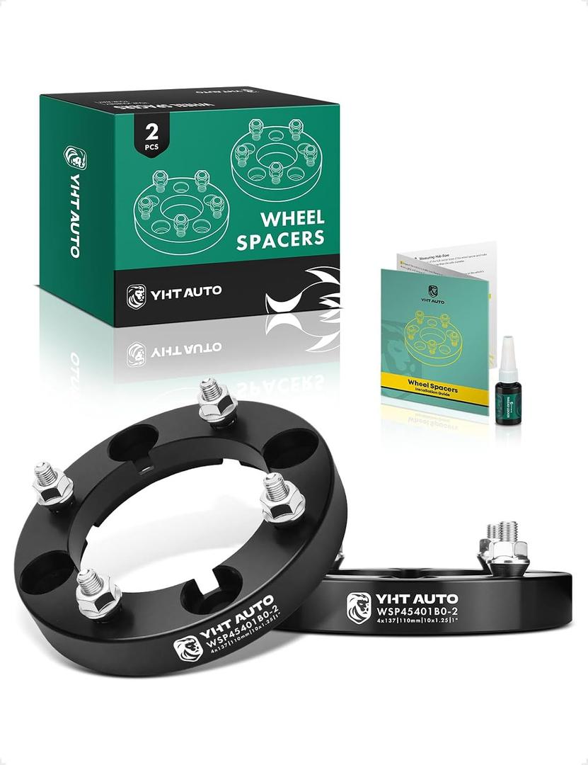YHTAUTO 4x137mm Wheel Spacers 1 inch Fits Bombardier, Can-Am, Kawasaki, Suzuki Models, Outlander, Commander, Renegade, Mule, Prairie, Tire Spacers w/ M10x1.25 Studs, 110mm Center Bore 4 Lug 2PCS