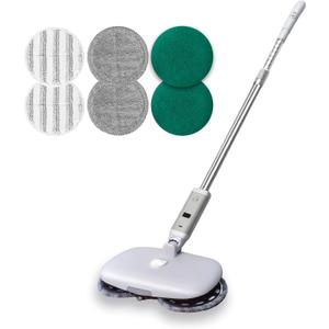 GOBOT Cordless Electric Spray Mop with High-Speed Motor, Enhanced Cleaning Power, Durable Material, LED Headlight, 300 mL Tank, Dual-Spinning Pads for Hardwood, Tile & Laminate