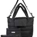7AM Voyage Baby Diaper Bag – Waterproof Capri Diaper Bag with Crossbody Straps, Multifunctional Baby Travel Bag Tote with Stroller Straps | (Black)