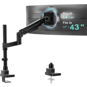 WALI Heavy Duty Monitor Arm Desk Mount for 13-43 Inch Ultrawide Screens, Single Monitor Arm with Full Motion Tilt, Swivel, Rotation, Holds up to 44 lbs, C-Clamp Mount for VESA 75/100mm (GSDM001-P)