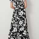 Women's Black Floral Maxi Dress Casual Sleeveless V-Neck Vacation Beach Summer Dress for Women (XL)
