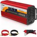 500W Pure Sine Wave Inverter, 12V/24V Auto-Detect, 50Hz/60Hz Switchable, LCD Display, Type-C Fast Charging, Silent Design, Overload & Overheat Protection for RV, Home