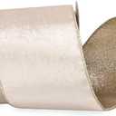 Ribbli Light Champagne Velvet Wired Ribbon 4 Inch Ivory Velvet with Champagne Glitter Christmas Ribbon for Christmas Tree Decoration Big Bow Gift Wrapping Crafts Wreaths Supplies