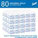 Scott Professional 100% Recycled Fiber Standard Roll Bulk Toilet Paper (13217), 2-Ply, Elevated Design, White, Individually Wrapped (80 Rolls of 473 Sheets, 37,840 Sheet Total)