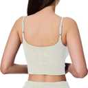 Women's Sweetheart V Neck Tank Top Adjustable Straps Workout Yoga Tops Going Out Basic Casual Crop Cami Shirts (Beige, S)