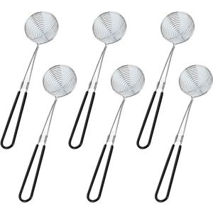 6-Piece 2.5-Inch Stainless Steel Hot Pot Strainer Set - Black