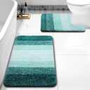 Arotive Bathroom Rugs Sets 2 Piece, Soft Absorbent Microfiber Bath Mats and U-Shaped Contour Toilet Rug, Non-Slip Machine Washable Dry Bath Mats for Bathroom, 30x20 and 24x20, Dark Green