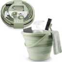 SIMPLEMADE Collapsible Bucket Cleaning Set - Includes 2 Foldable Buckets, Spray Bottle, Rag, Scrubbing Brush and Sponge - Holds Up to 10 liters, Easy Storage, All-Purpose Cleaning Solution