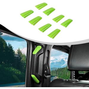 Voodonala for Jeep JL A&B Pillar Grab Handles Trim Cover for 2018-2023+ Jeep Wrangler Interior Accessories JL JLU Gladiator JT 4xe, ABS Green 8pcs