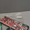 Keyboard and Mouse Wireless,Cute Retro Wireless Keyboard Mouse Combo with Round Key,2.4Ghz Dropout-Free Connection,Typewriter Wireless Keyboard Mouse Set for PC Laptop Desktop Computer-Black Colorful