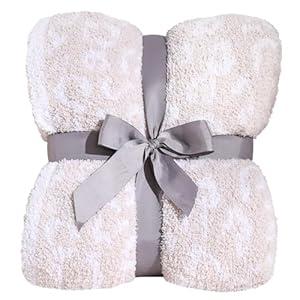 Panku Ultra Soft Leopard Throw Blanket, Plush Cozy Cheetah Blankets for Couch and Sofa Gift Pack, Knit Reversiable Luxury Fluffy Blanket Throw (50x60 Inches, Cream Stone)