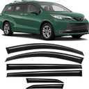 Rain Guards Compatible with Toyota Sienna 2021 2022 2023 2024 2025 2026, Tape-On Extra Durable Side Window Visor Deflectors 2021-2026 Sienna Rain Guard Black 6 PCS