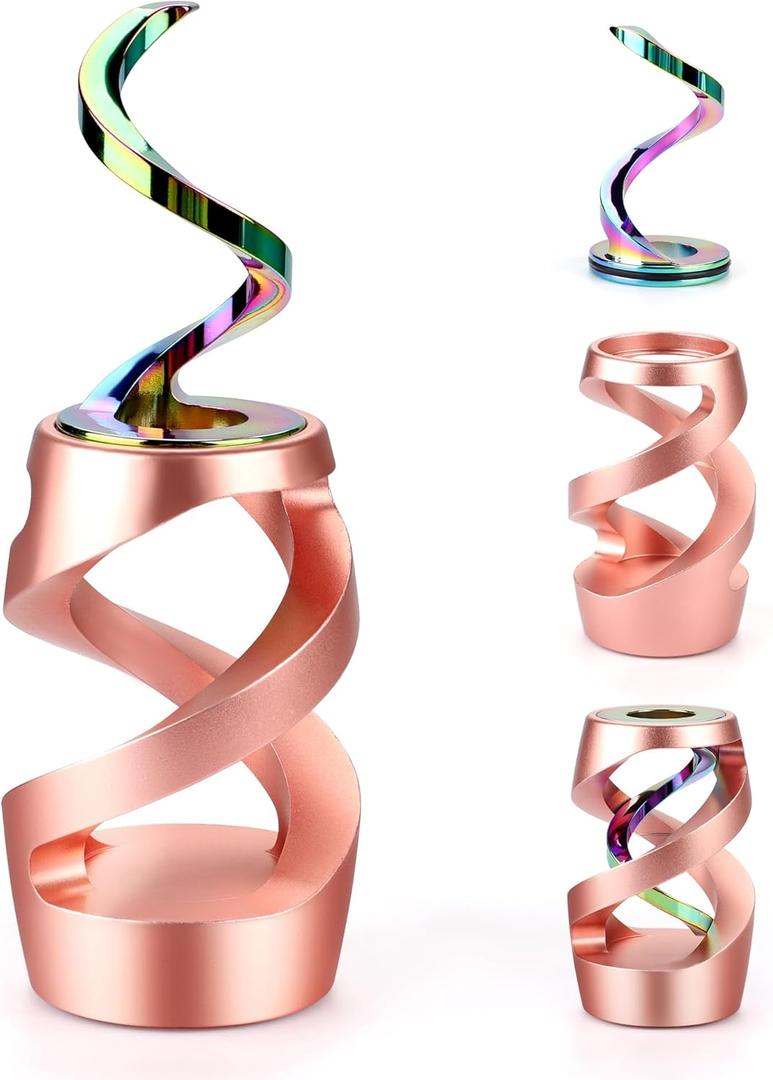 2 in 1 Hypnotic Kinetic Spinning Desk Toy, Adult Fidget Toys, Stress Relief Anti-Anxiety Desk Decor, Ideal Gift for Office Graduation Back to School, Rose Gold