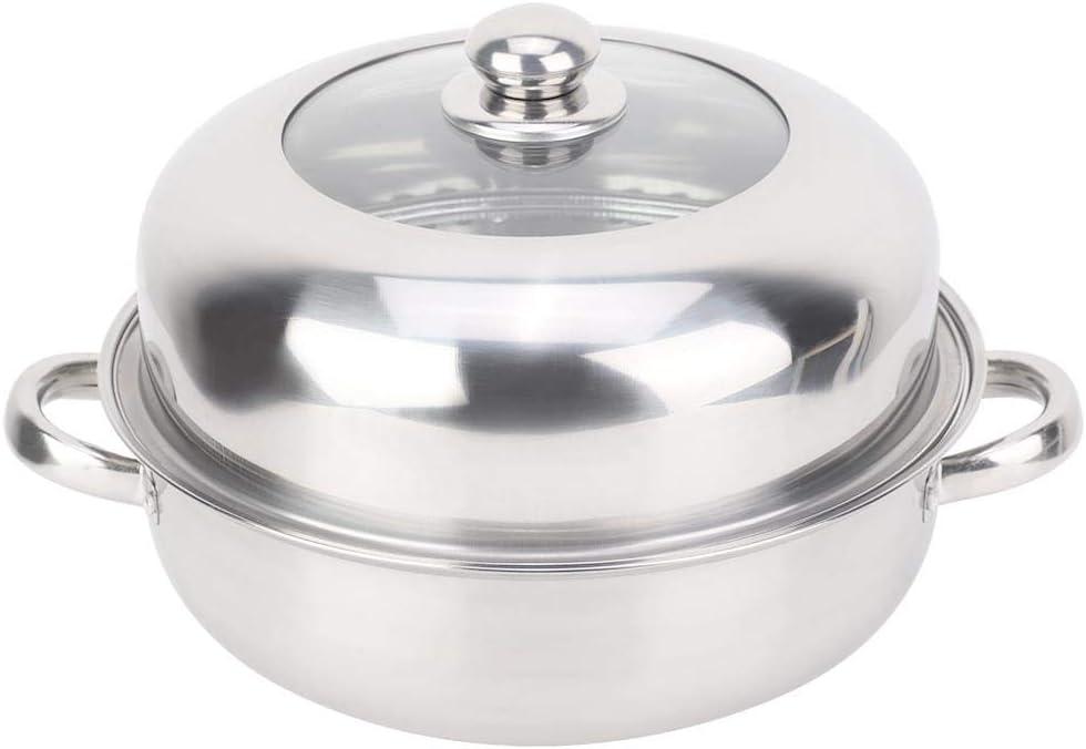 Steamer Pot Stainless Steel Stockpot Hotpot Food Steamer Pot Cookware Household Cooking Tool Boiler Soup Steaming Pot (single layer -28 cm)