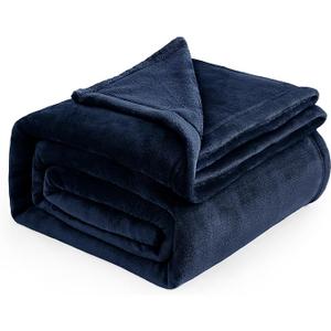 Bedsure GentleSoft Navy Fleece Blankets Queen Size - Bed Blanket Blue Soft Lightweight Plush Fuzzy Cozy Luxury Microfiber, 90x90 inches