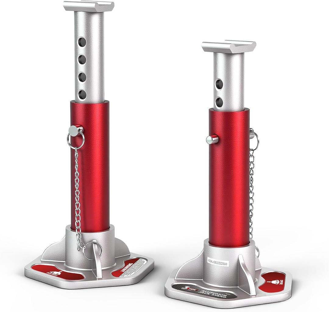 JACK BOSS 3 Ton (6000 lbs) Aluminum Lightweight Jack Stands with Locking Support Pins for Cars,SUVs, and Light Duty Trucks,1 Pair