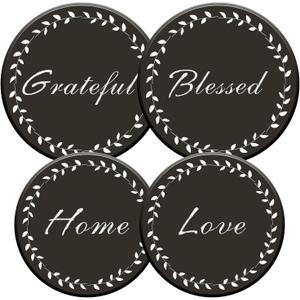 Stylish Burner Covers Set of 4 for Range Accessories, Gratitudes Chalkboard Metal Stove Burner Cover for Expanding Counter Space Stovetop Decor, Burner Covers for Electric Stove (10 Inch*2 & 8 Inch*2)