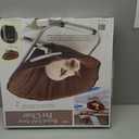 Etna Folding Pet Cozy Chair - Portable Round Fold Out Elevated Cat Bed - Brown Fleece Top Cushion - Papasan Chair for Small Dogs