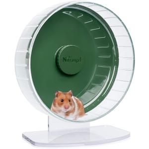 Niteangel Super-Silent Hamster Exercise Wheels: - Quiet Spinner Hamster Running Wheels with Adjustable Stand for Hamsters Gerbils Mice Or Other Small Animals (M, Dark Green)
