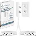 SakerPlus Outlet Concealer Power Strip-Outlet Cover Extender with 3AC Outlets-5ft Flat Plug Extension Cord,Universal Size,1625W for Kitchen, Home and Office,Child & Pet Safe(Dual 5 Foot)