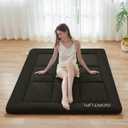 Queen Size Japanese Floor Futon Foldable Futon Mattress for Floor Tatami Mattress Portable Rollaway Bed for Guest Playmat for Kids Tatami Sleeping Pad Japanese Mattress for Adults Black A