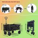 Folding Beach Wagon 420lbs Heavy Duty Collapsible Wagon Cart with 360 Swivel Wheels&Front Pocket, for Grocery,Shopping,Outdoor&Camping