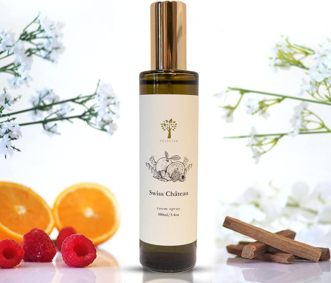 PRISTINE Swiss Chteau/Inspired by Hilton Hotel Linen & Room Spray Air Freshener, Made With Essential Oils, Tangerine, Raspberry, Cedarwood Scent, 3.4oz Pillow Spray