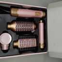 5 in 1 Blow Dryer Brush Set, Upgrade Hair Dryer & Blow Dryer Brush & Air Curling Wrap & Paddle Brush, Detachable Hot Air Brush Styling Tools, High Speed Travel Hair Volumizer Straightener Curler Pink