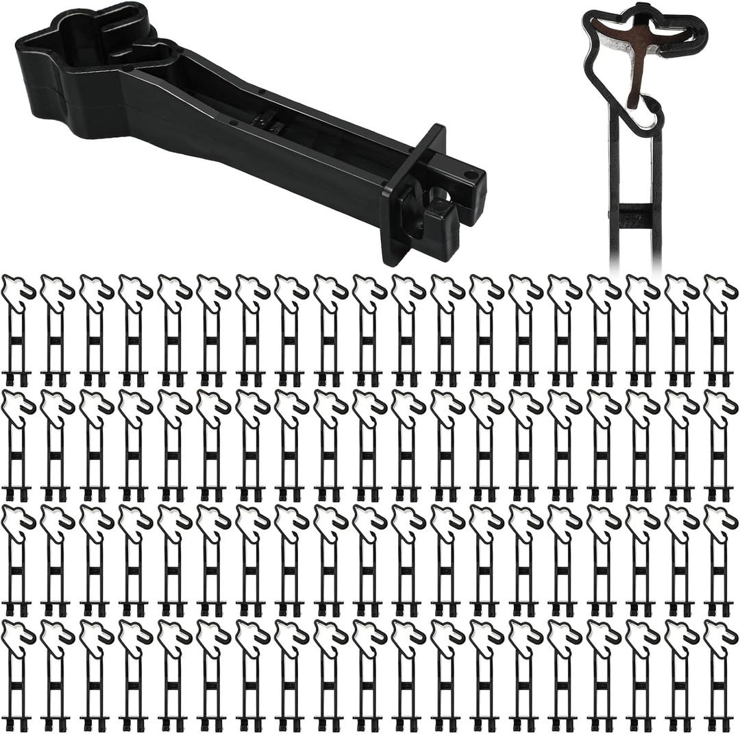 Outus 50 Pcs Reversed Extender Insulator Snap Fit T Post Insulators for Electric Fence Wire for Yard Agricultural Ranchers Farm Fence (Black)