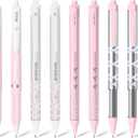 BAYTORY 8Pcs Gel Pens, Aesthetic Pens, Pastel Pen, Fine Point 0.5 mm Pens for Journaling, Retractable Quick Dry Black Ink, Smooth Writing for Office School Supplies (Pink Series)