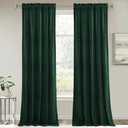 RYB HOME Dark Green Velvet Curtains 100 inches, Rod Pocket Soft Fabric Room Darkening Thermal Insulated Luxurious Home Decor Curtains for Living Room Bedroom, W 52" x L 100", 2 Panels Set