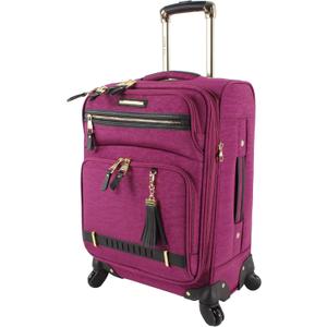 Steve Madden Designer Luggage - Checked Large 28 Inch Softside Suitcase - Expandable for Extra Packing Capacity - Lightweight Bag with Rolling Spinner Wheels (Peek-A-Boo Purple)