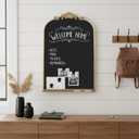 Vintage Magnetic Arch Blackboard with Shelf - 24"x36" Decorative Wall Mounted Ornate Gold Framed Board with Accessories, Clips & Cloth - Elegant Wedding Sign & Kitchen Menu Home Decor