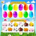 12 Pack Filled Easter Eggs with Animal Pull Back Car Toys - Surprise Toy Assortment for Easter Egg Hunts, Basket Stuffers & Party Favors | Easter Gifts for Kids Boys Girls
