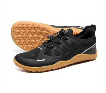 ZURIN Men's Barefoot Training Shoes-Wide Toe Box | Zero Drop Sole | Slip On | Gym Cross Trainers for Walking Weightlifting Workout Trail Running Hiking Black Gum
