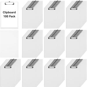 Handepo 100 Pack White Plastic Clipboards A4 Letter Size Bulk Clipboards