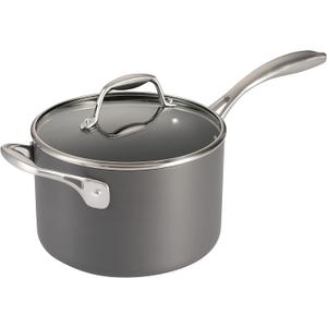 Tramontina OnyxPro Hard Anodized Non Stick 4-Quart Large Sauce Pan with Glass Lid, Oven Safe