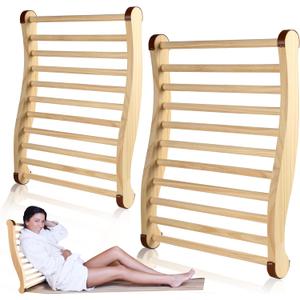 Sauna Backrest Infrared 2-piece set Ergonomic S-Shaped Design, Premium Heat-Resistant Cedar Wood, Non-Slip & Comfortable Support Cushion Suitable for Infrared Sauna Backrest and Barrel Sauna Backrest