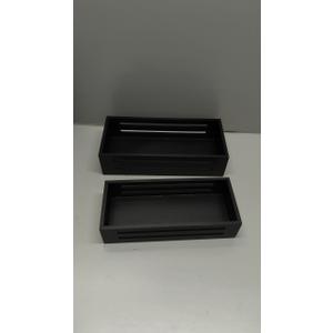 Bathroom Decor Box,Wooden Toilet Tank Topper Basket Tray,Back of Toilet Basket for Paper Storage Bathroom Counter Organizer (Black, Set of 2 Pieces)